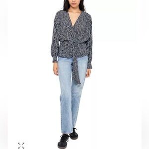 Joie Louise Faux Wrap Blouse in Navy. NWT, stunning design!!